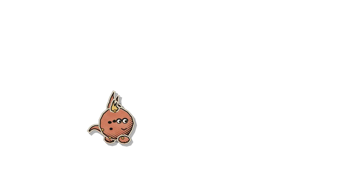 Emberling, a coal-warm newt with a single flame for a crest.