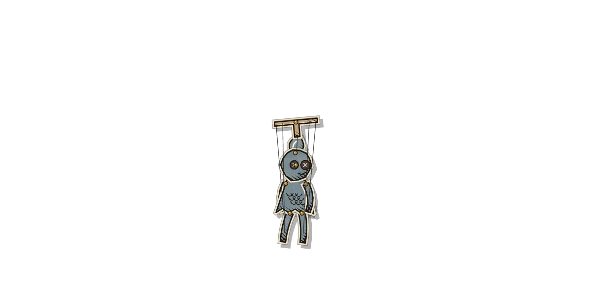 Dewpuppet, a water sprite hanging from its own marionette control.