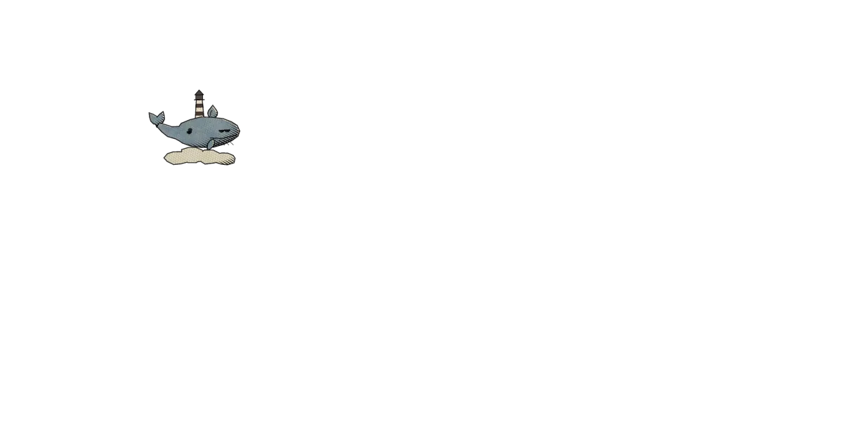 Mistback, a fog-whale with a lighthouse on its back, drifting over the stage.